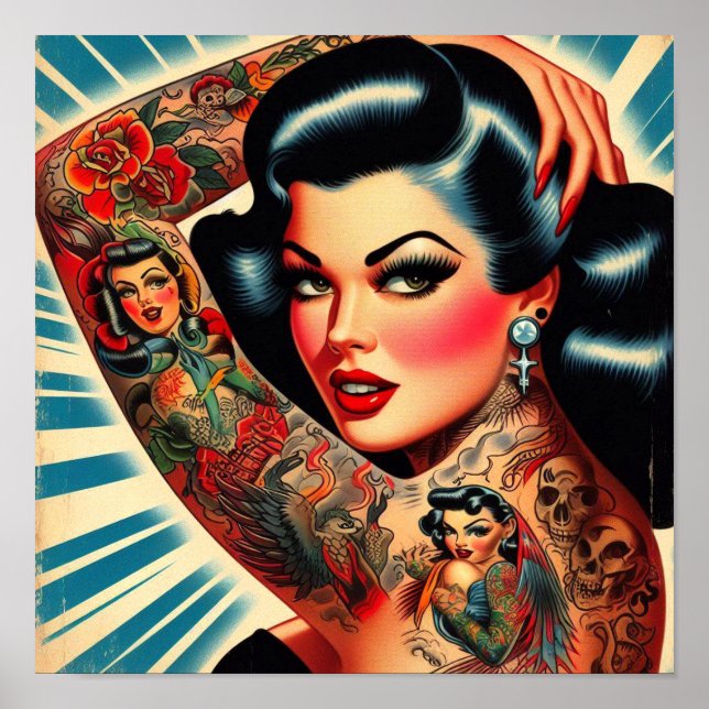 Vintage Tattooed Pin-up Poster (Front)