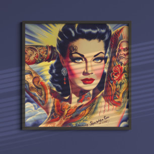 Vintage Tattooed Pin-up Poster