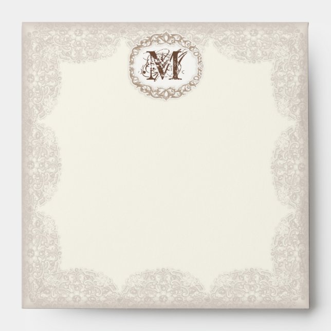 Vintage Taupe Lace -Matching Invitation Envelope (Front)
