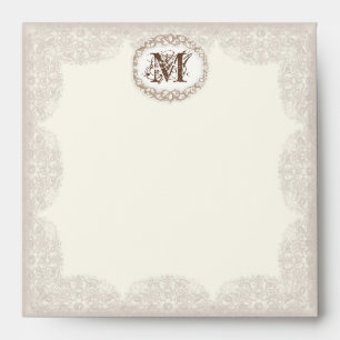 Vintage Taupe Lace -Matching Invitation Envelope