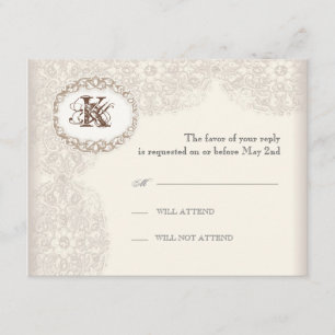Vintage Taupe Lace - Wedding Response Card