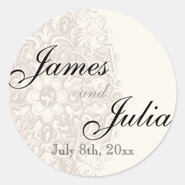 Vintage Taupe Lace - Wedding Seal (Front)