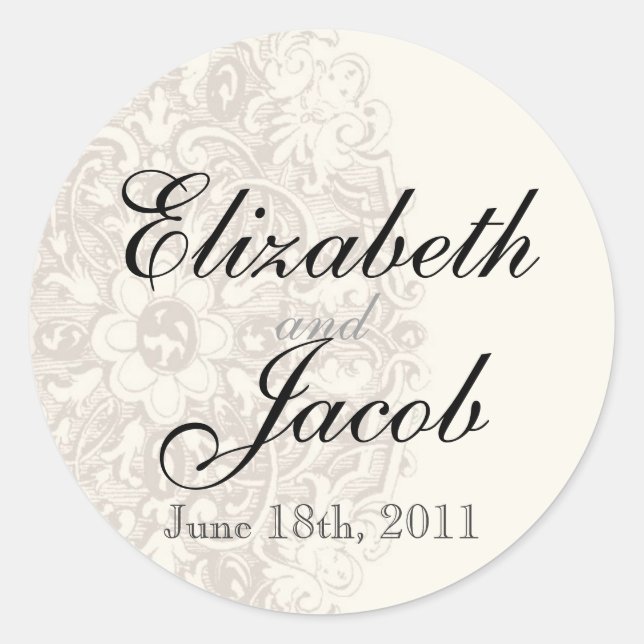 Vintage Taupe Lace - Wedding Seal (Front)