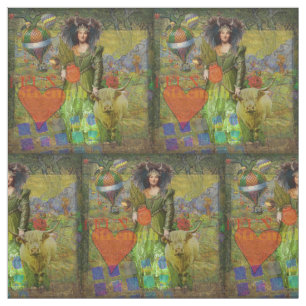 Vintage Taurus Classic Woman Portrait Gothic Art Fabric