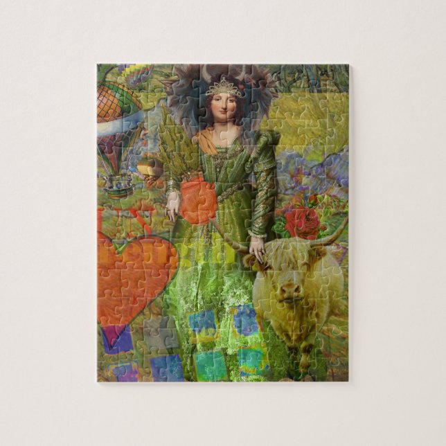 Vintage Taurus Classic Woman Portrait Gothic Art Jigsaw Puzzle (Vertical)