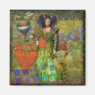 Vintage Taurus Classic Woman Portrait Gothic Art Magnet