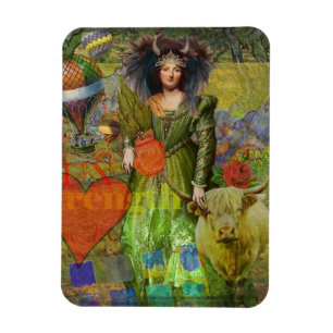 Vintage Taurus Classic Woman Portrait Gothic Art Magnet