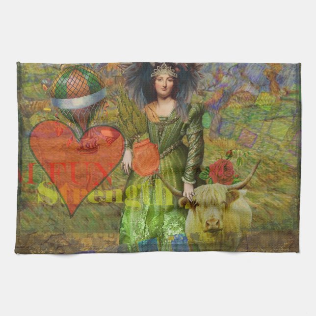 Vintage Taurus Classic Woman Portrait Gothic Art Tea Towel (Horizontal)