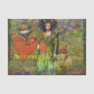 Vintage Taurus Classic Woman Portrait Gothic Art Tissue Paper