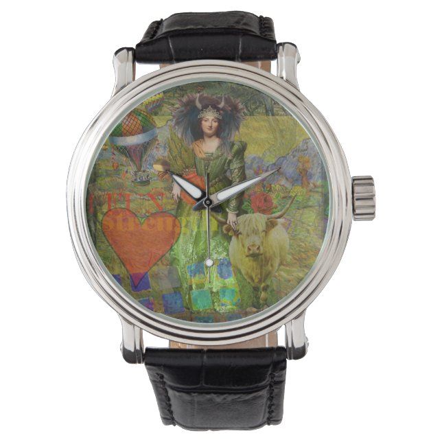 Vintage Taurus Classic Woman Portrait Gothic Art Watch (Front)
