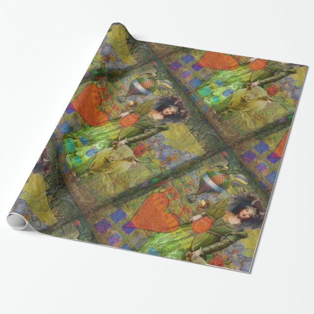 Vintage Taurus Classic Woman Portrait Gothic Art Wrapping Paper (Unrolled)