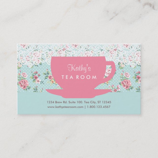 Vintage Tea Cup and Teapot Business Card (Front)