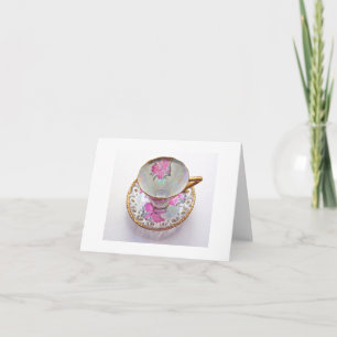 Vintage Tea Cup Blank Note Card, Thank you