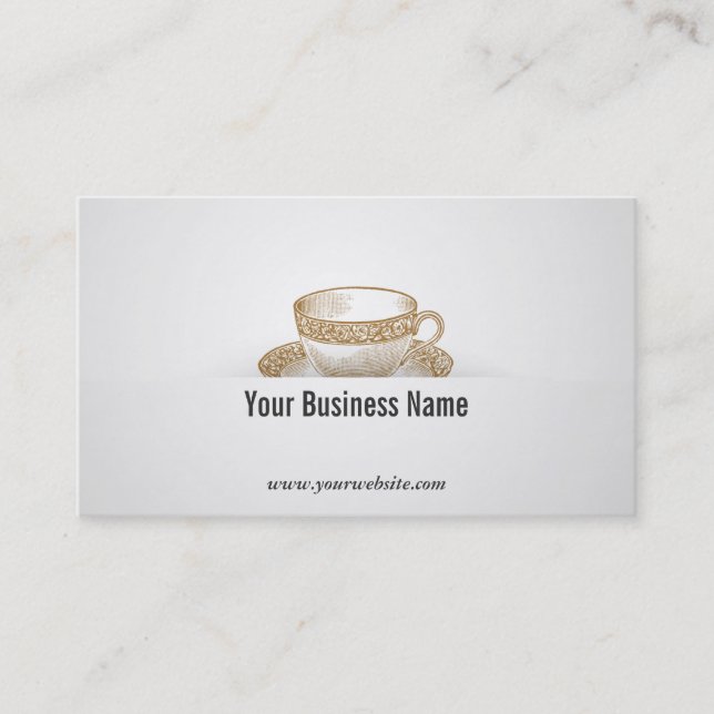 Vintage Tea Cup Clean Business Card (Front)