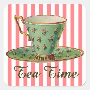 Vintage Tea Cup Square Sticker