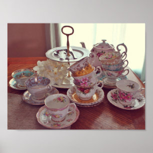 Vintage Tea Cups Poster