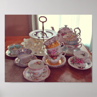 Vintage Tea Cups Poster
