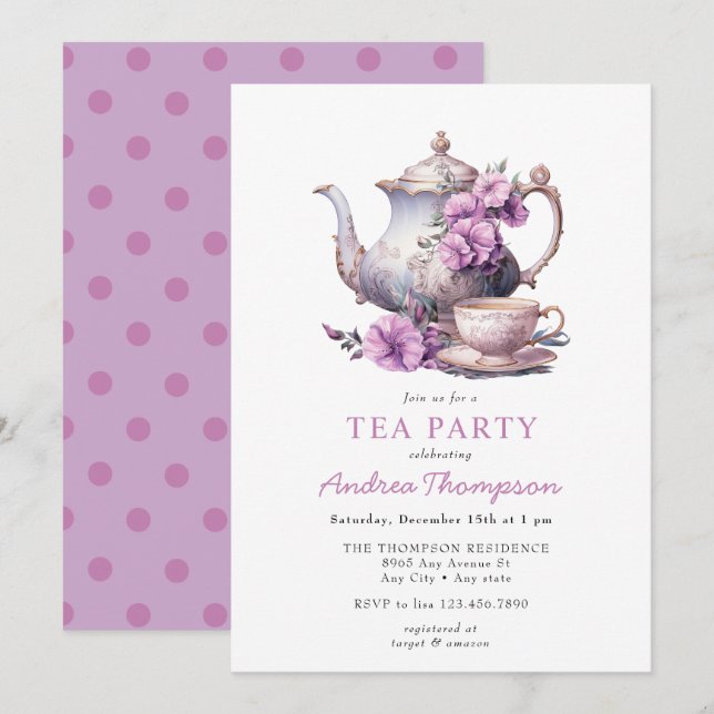 Vintage Tea | Flowers Tea Party Invitation (Front/Back)