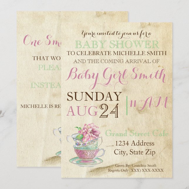 Vintage Tea Invitation (Front/Back)