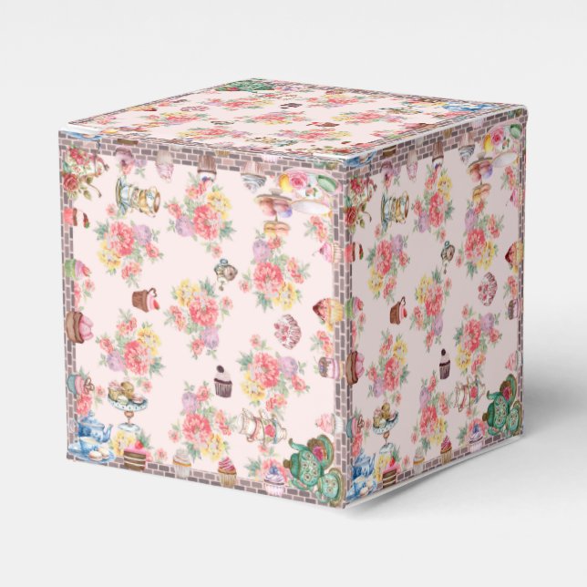 Vintage Tea Party Artisan Favour Box (Front Side)
