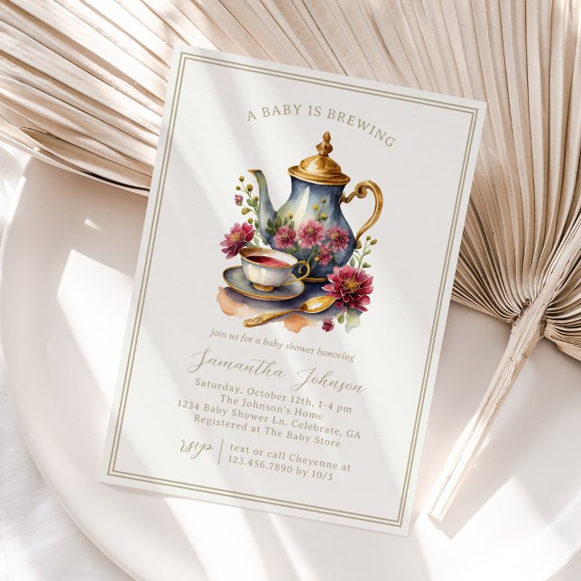 Vintage Tea Party Autumn Baby Shower Invitation (Creator Uploaded)