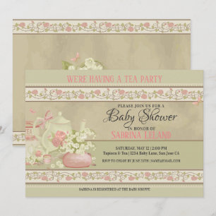 Vintage Tea Party Baby Shower Invitation
