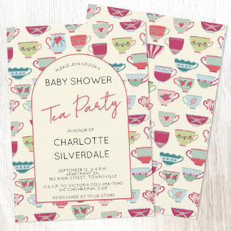 Vintage Tea Party Baby Shower Invitation
