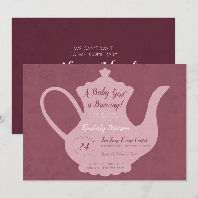 Vintage Tea Party Baby Shower Invitation (Front/Back)