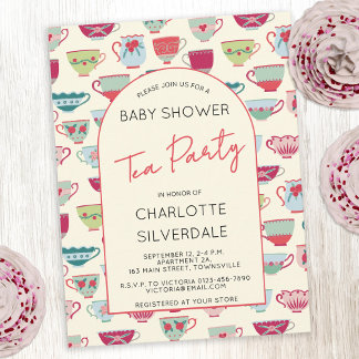 Vintage Tea Party Baby Shower Invitation Postcard