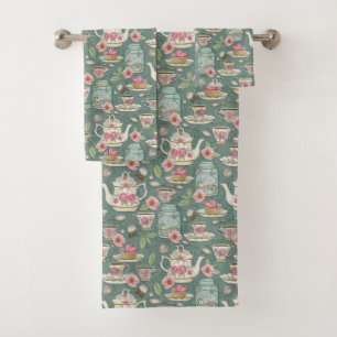 Vintage Tea Party Bath Towel Set