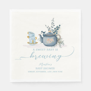 Vintage Tea Party Brewing Baby Shower Napkin