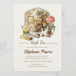 Vintage Tea Party Bridal Birthday Teacup Floral Invitation