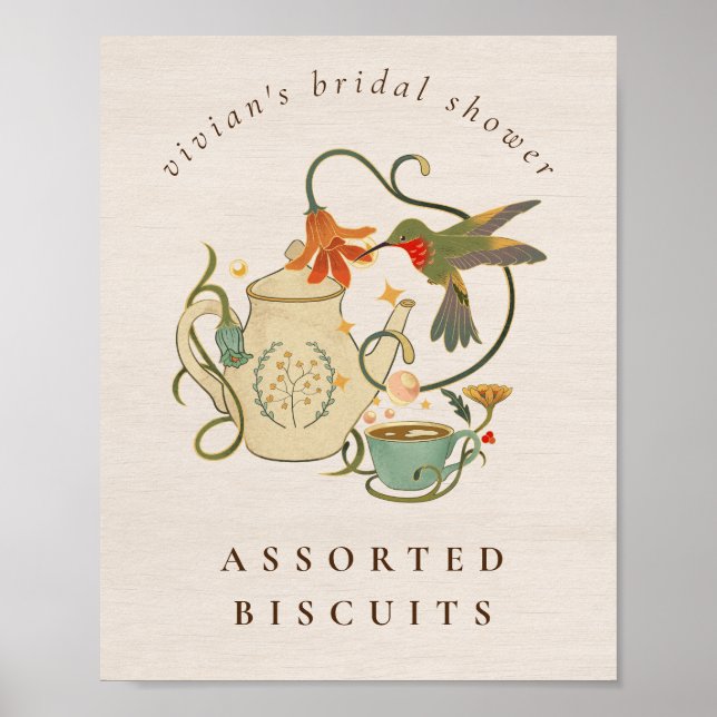 Vintage Tea Party Bridal Shower Food Sign (Front)