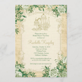 Vintage Tea Party Bridal Shower Invitation