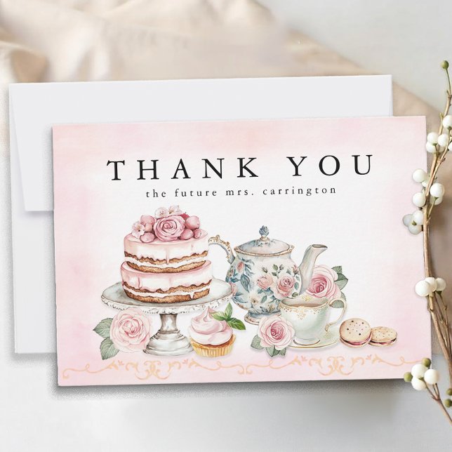 Vintage Tea Party Bridal Shower Thank You Card  (Tea Party Thank You Card)
