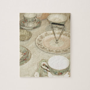 Vintage tea party, china tea set shabby chic jigsaw puzzle