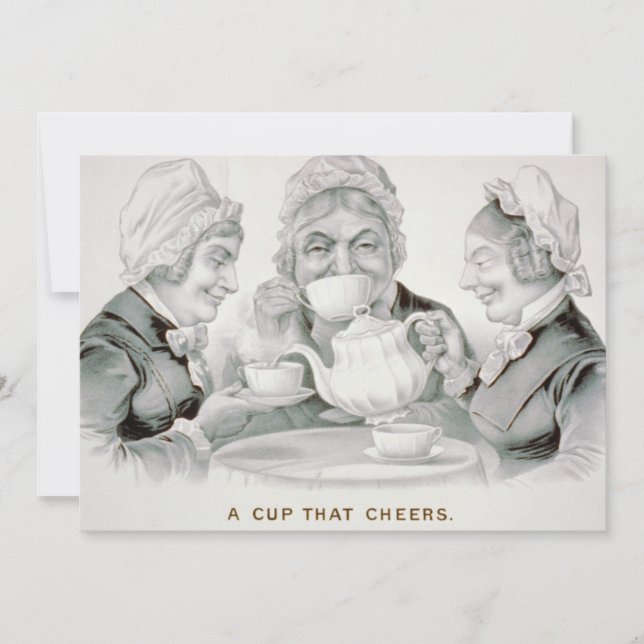 Vintage Tea Party Friends, A Cup That Cheers  Invitation (Front)