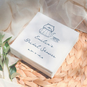 Vintage Tea Party Hand Drawn Floral Bridal Shower Napkin