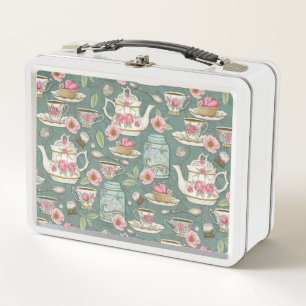 Vintage Tea Party Metal Lunch Box