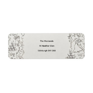 Vintage Tea Party Sketch Return Address Labels