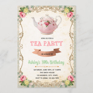 Vintage tea party theme invitation