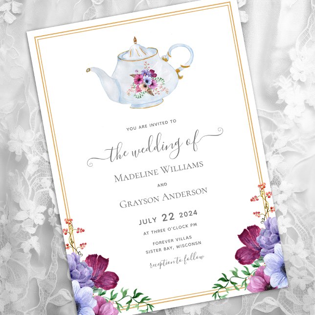 Vintage Tea Party Theme Wedding Invitation (Creator Uploaded)
