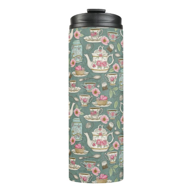 Vintage Tea Party Thermal Tumbler (Front)