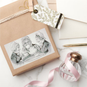 Vintage Tea Party with Old Friends Rectangular Sticker