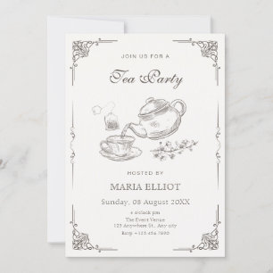 Vintage tea pot  invitation