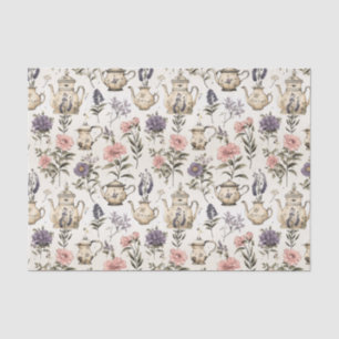 Vintage Tea Pots and Flowers  Tissue Paper