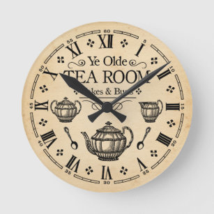 Vintage Tea Room Round Clock