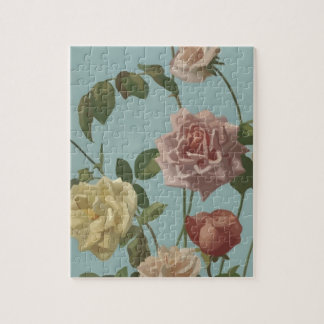 Vintage Tea Rose and Blush Roses Jigsaw Puzzle