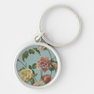 Vintage Tea Rose and Blush Roses Key Ring