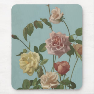 Vintage Tea Rose and Blush Roses Mouse Mat
